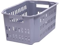 Ящик пластиковый c перфорированными стенками и дном, 535x367x252 мм, 49.5 л, серый [Б364]